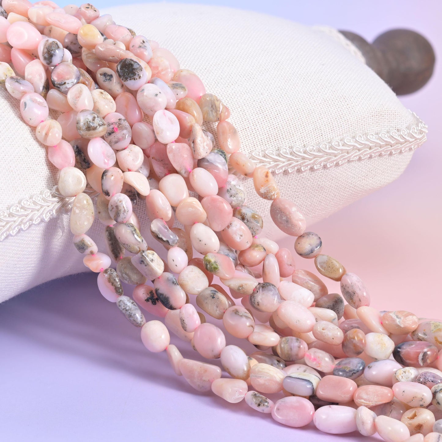 Pink Opal Irregular Pebble Nugget Beads 6-8mm Jewelry Making 15.5" Strand