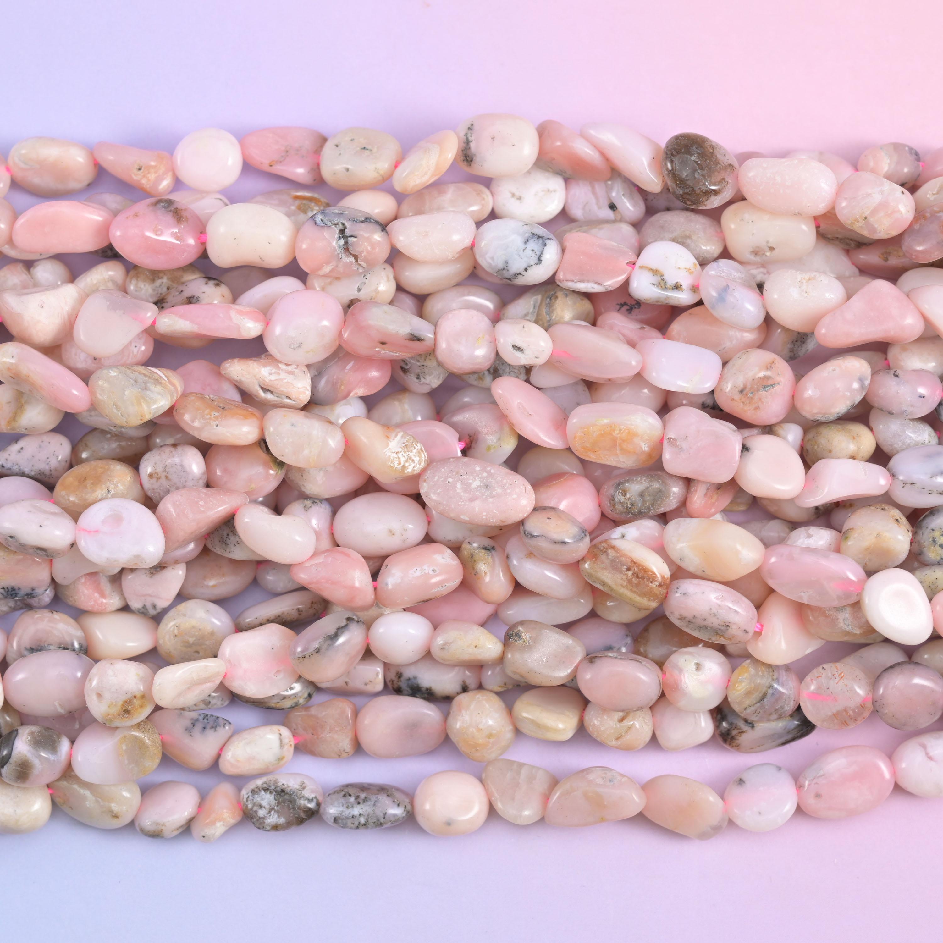 Pink Opal Irregular Pebble Nugget Beads 6-8mm Jewelry Making 15.5" Strand