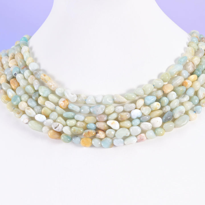 Multi-Color Amazonite Pebble Nugget Beads 5-8mm Jewelry Making 15.5&quot; Strand