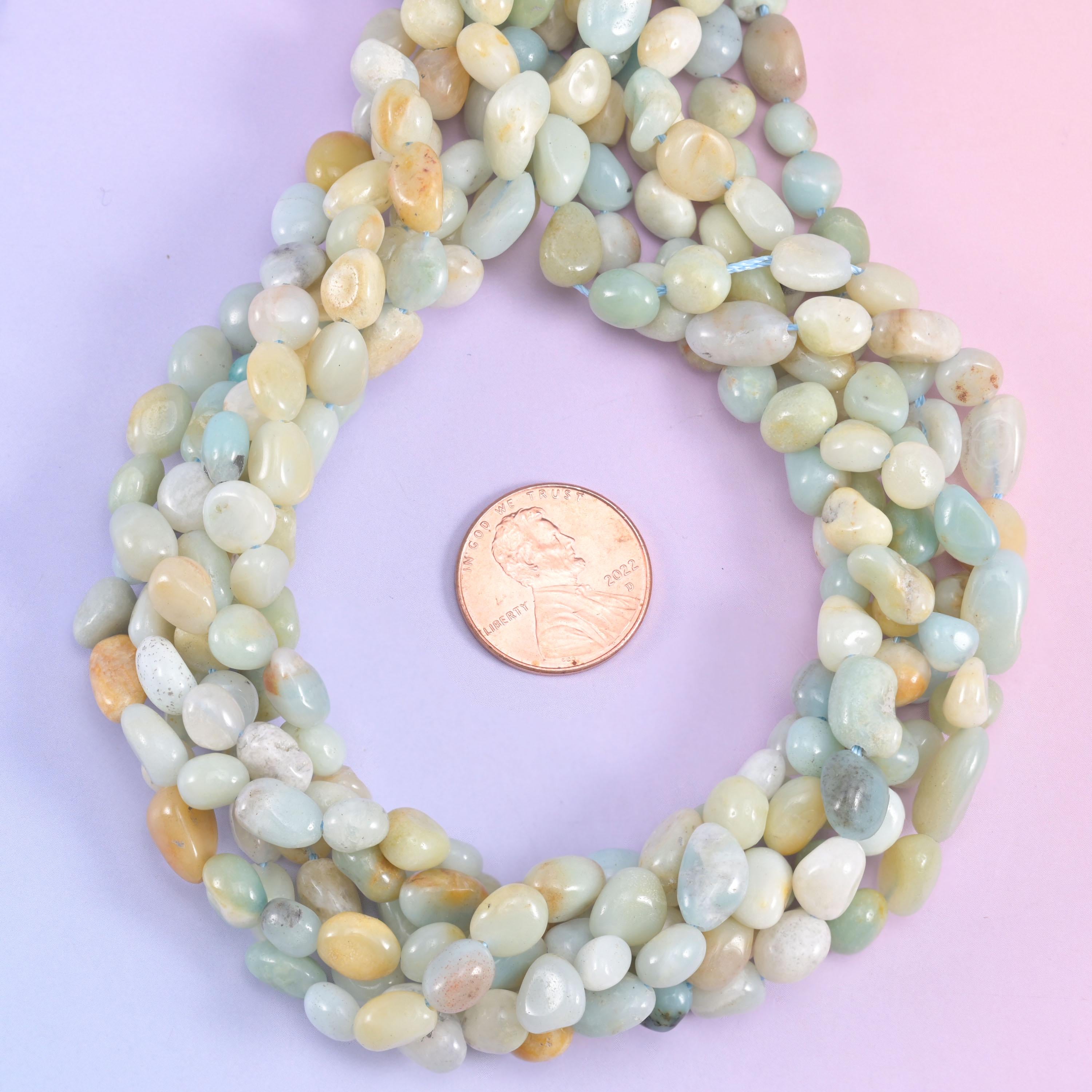 Multi-Color Amazonite Pebble Nugget Beads 5-8mm Jewelry Making 15.5&quot; Strand