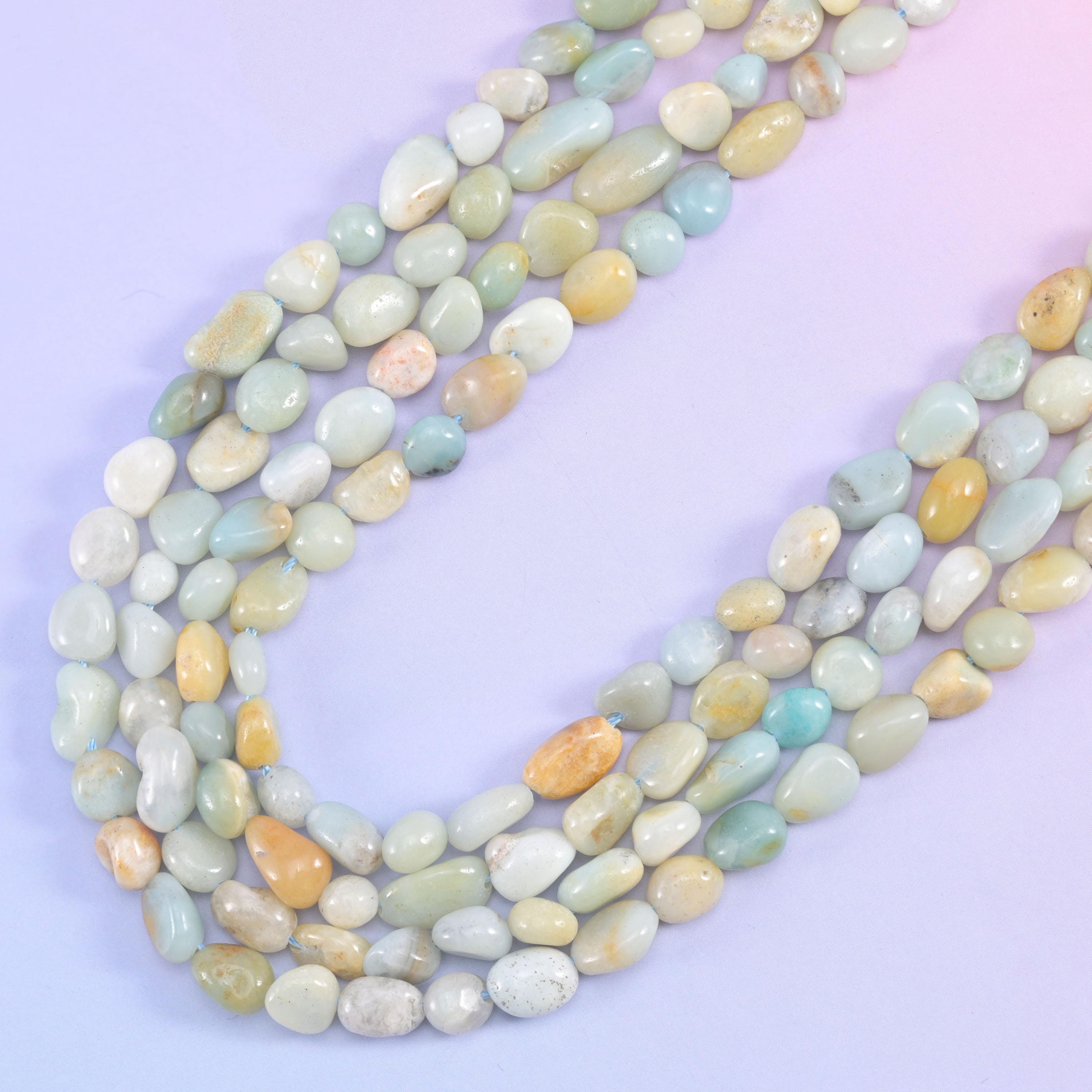 Multi-Color Amazonite Pebble Nugget Beads 5-8mm Jewelry Making 15.5&quot; Strand