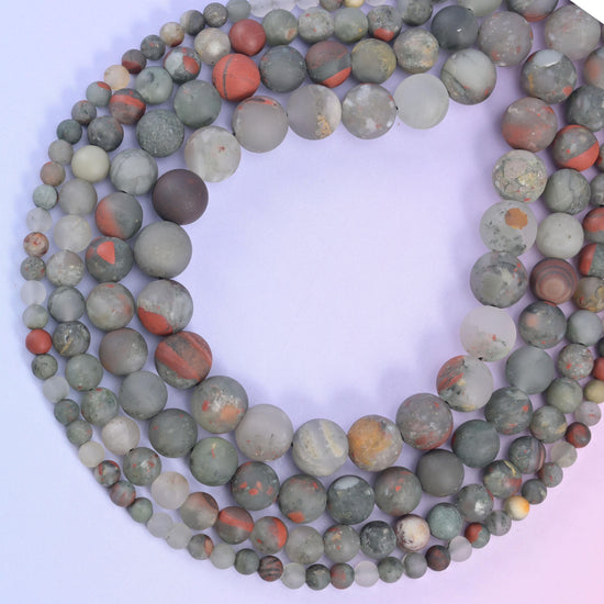African Bloodstone Matte Round Beads 4mm 6mm 8mm 10mm Jewelry Making 15 Inch Strand
