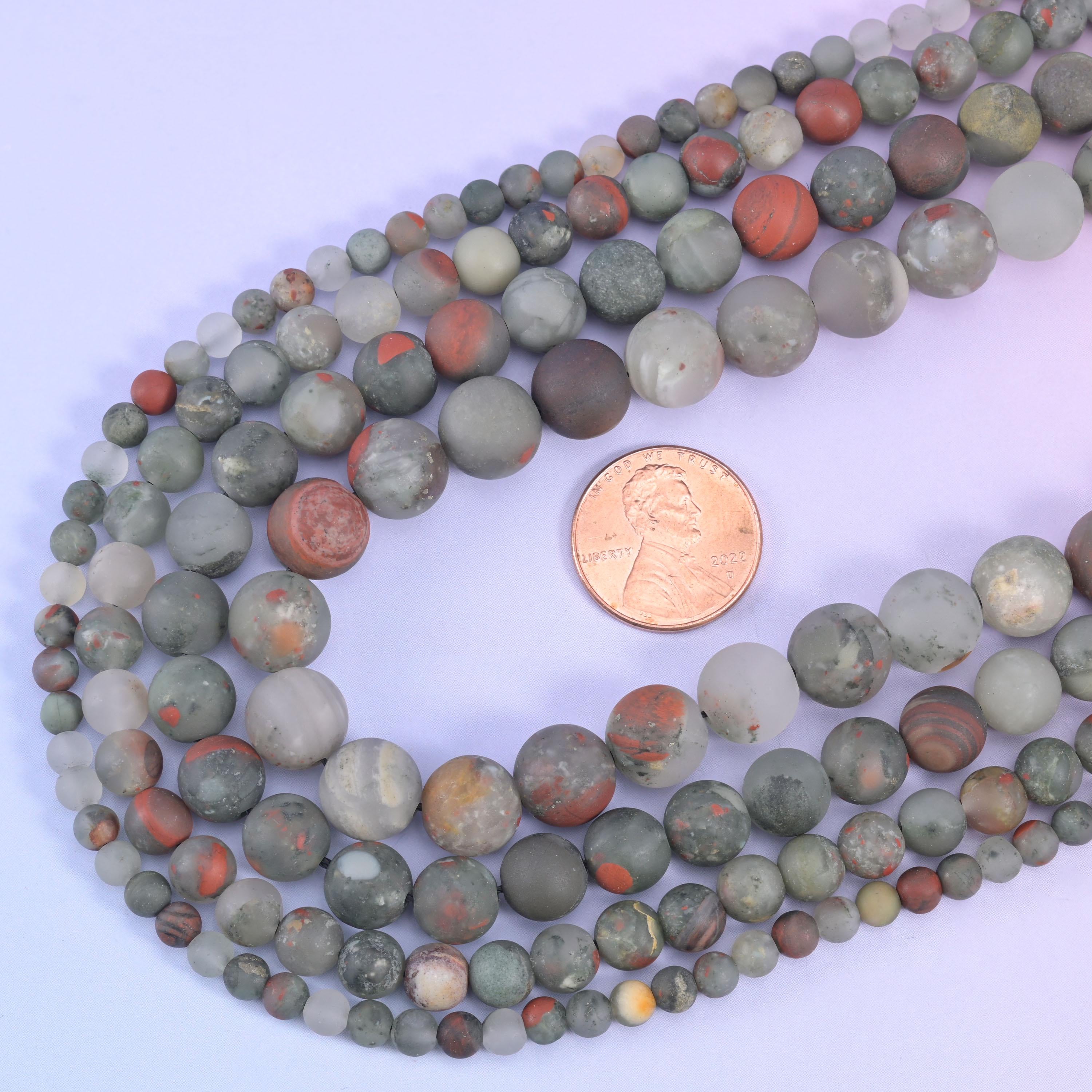 African Bloodstone Matte Round Beads 4mm 6mm 8mm 10mm Jewelry Making 15 Inch Strand