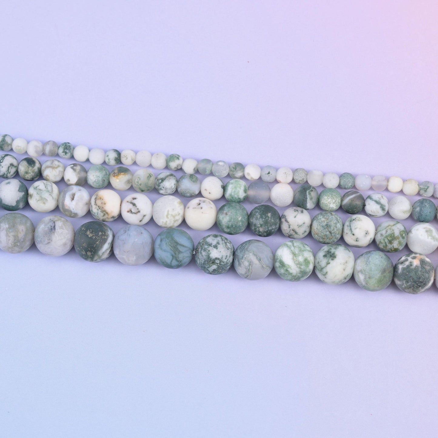 Green Tree Agate Matte Round Beads 4mm 6mm 8mm 10mm Jewelry Making 15 Inch Strand