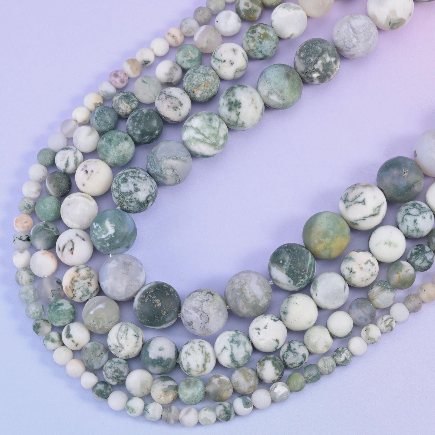 Green Tree Agate Matte Round Beads 4mm 6mm 8mm 10mm Jewelry Making 15 Inch Strand