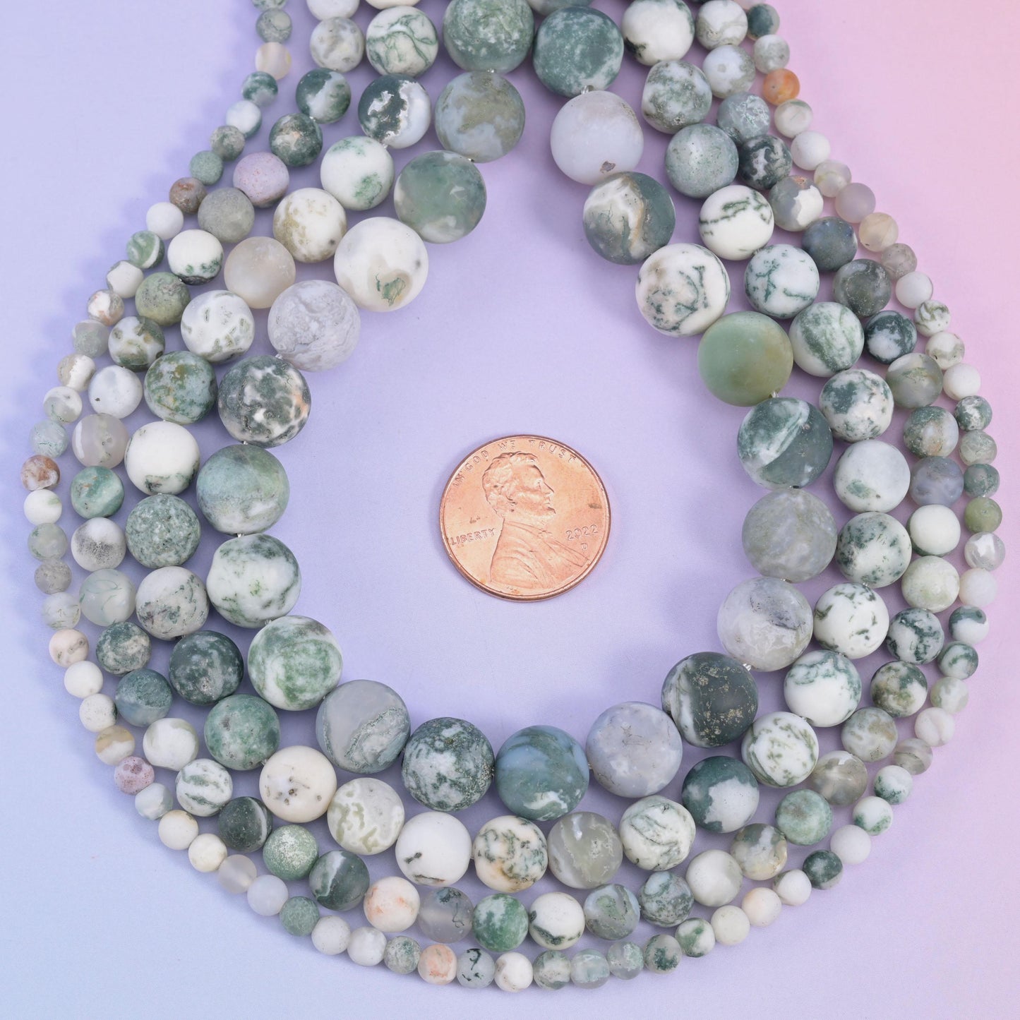 Green Tree Agate Matte Round Beads 4mm 6mm 8mm 10mm Jewelry Making 15 Inch Strand
