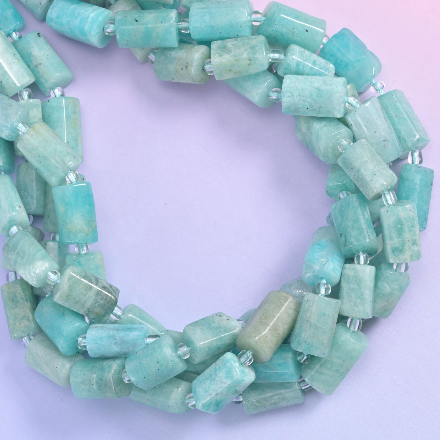 Blue Amazonite Faceted Tube Beads Size 12x8mm Jewelry Making 15.5 Inch Strand