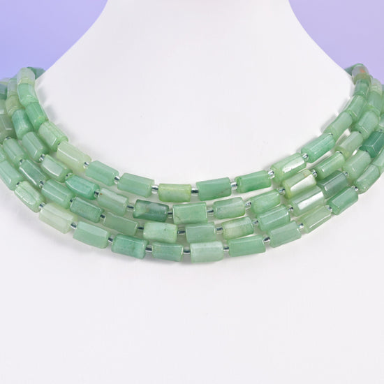 Green Aventurine Faceted Tube Beads Size 12x8mm Jewelry Making 15.5 Inch Strand