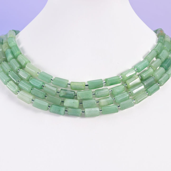 Green Aventurine Faceted Tube Beads Size 12x8mm Jewelry Making 15.5 Inch Strand