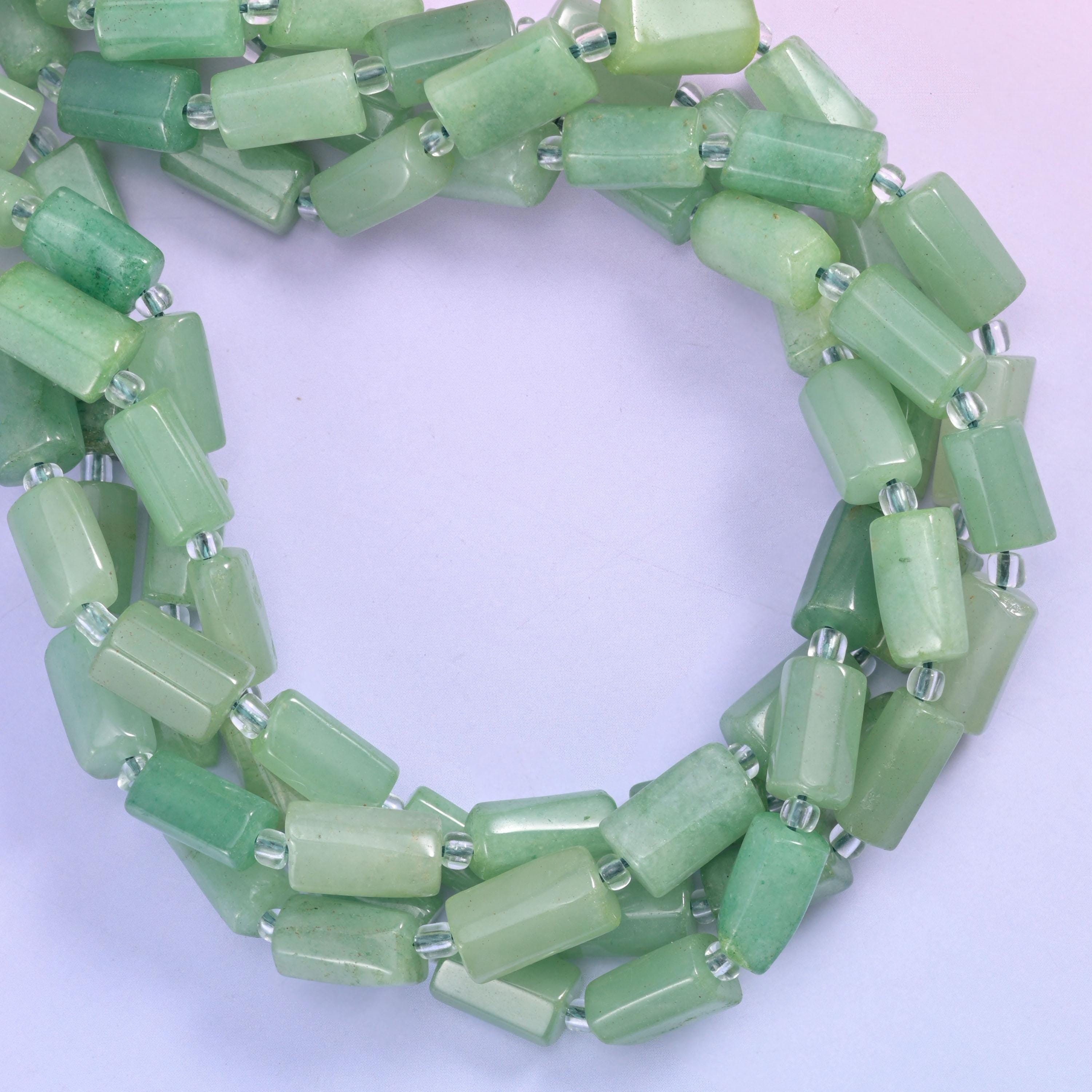 Green Aventurine Faceted Tube Beads Size 12x8mm Jewelry Making 15.5 Inch Strand