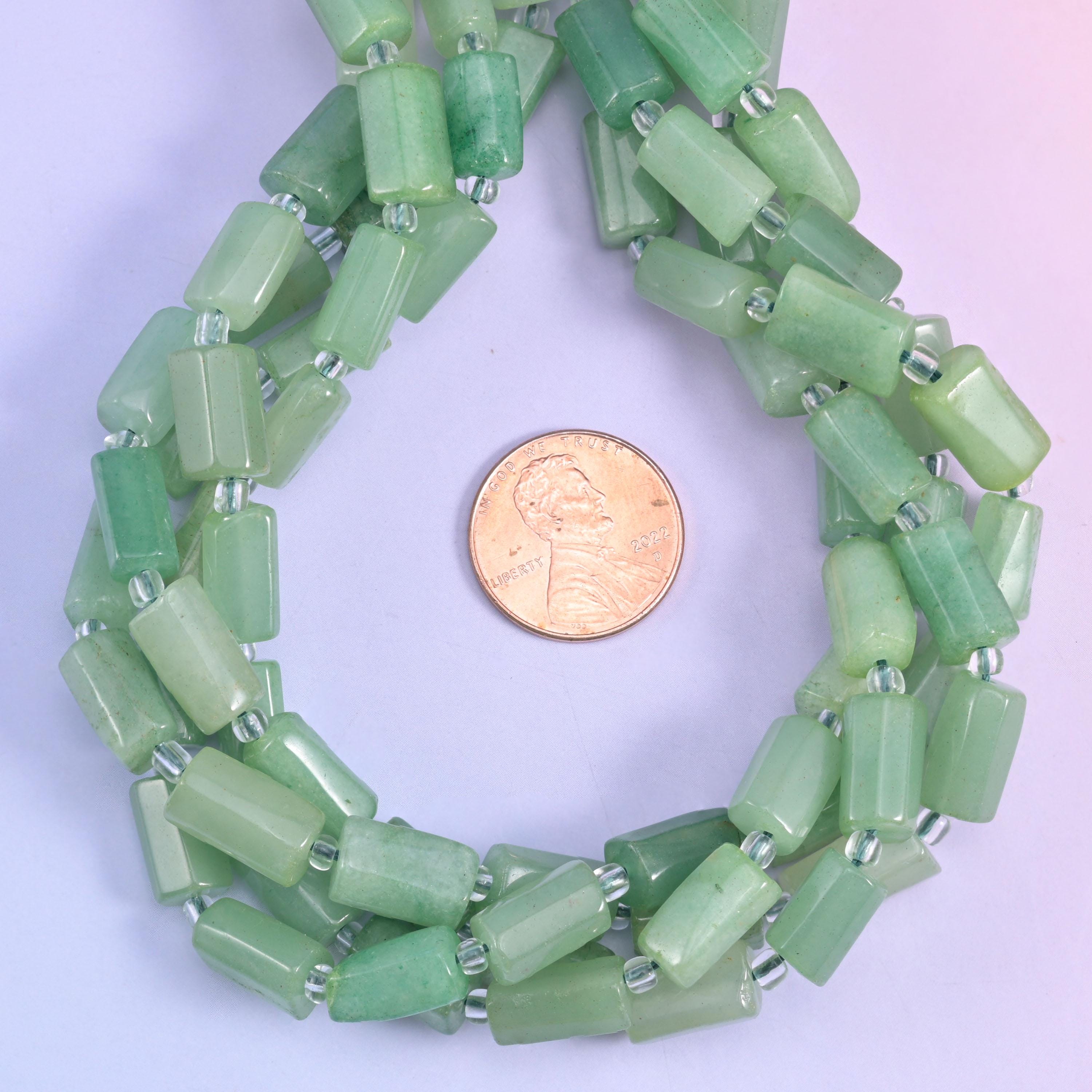 Green Aventurine Faceted Tube Beads Size 12x8mm Jewelry Making 15.5 Inch Strand