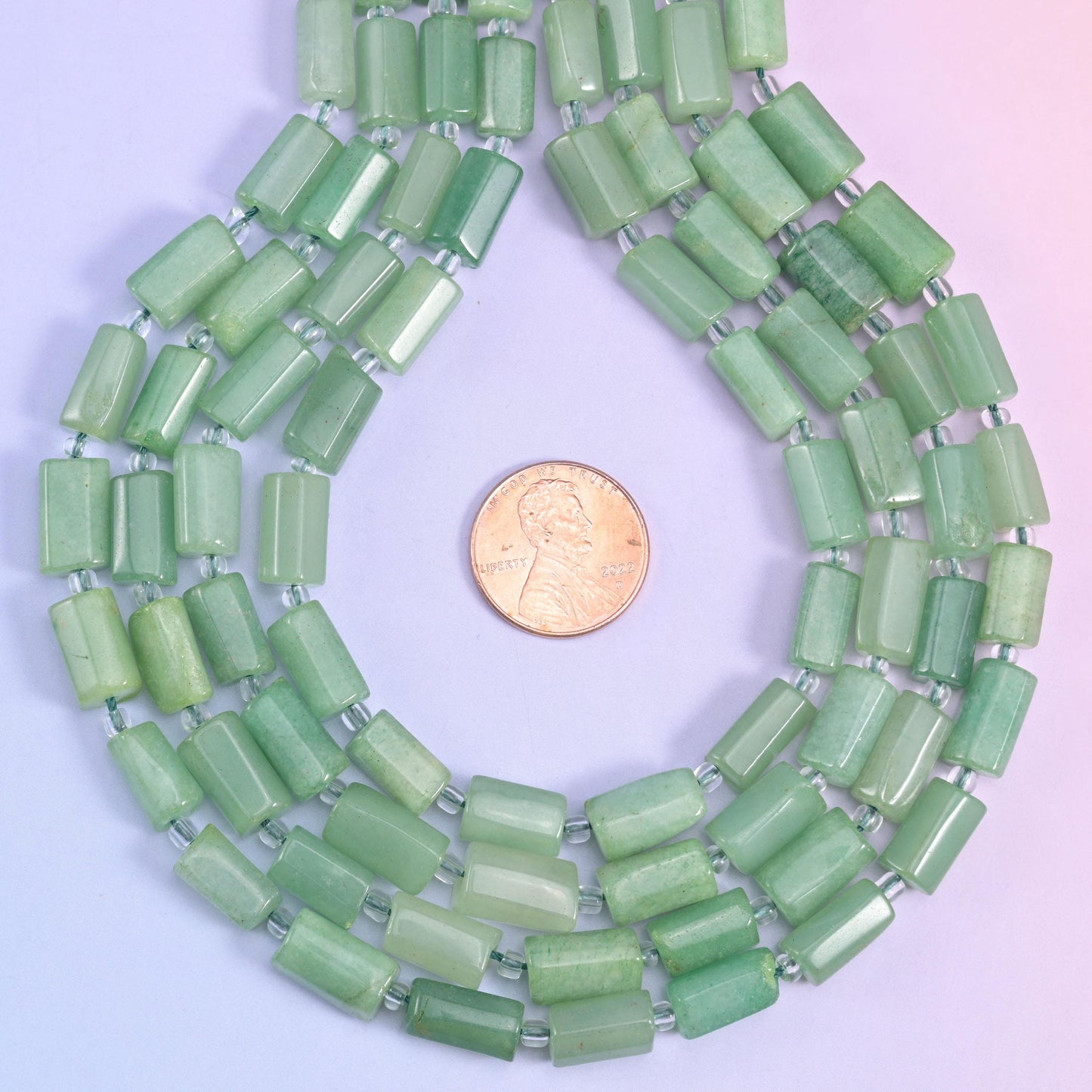 Green Aventurine Faceted Tube Beads Size 12x8mm Jewelry Making 15.5 Inch Strand