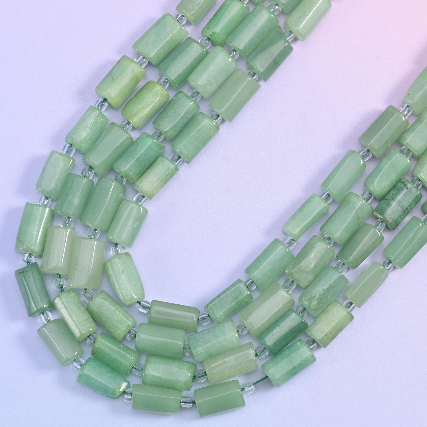 Green Aventurine Faceted Tube Beads Size 12x8mm Jewelry Making 15.5 Inch Strand