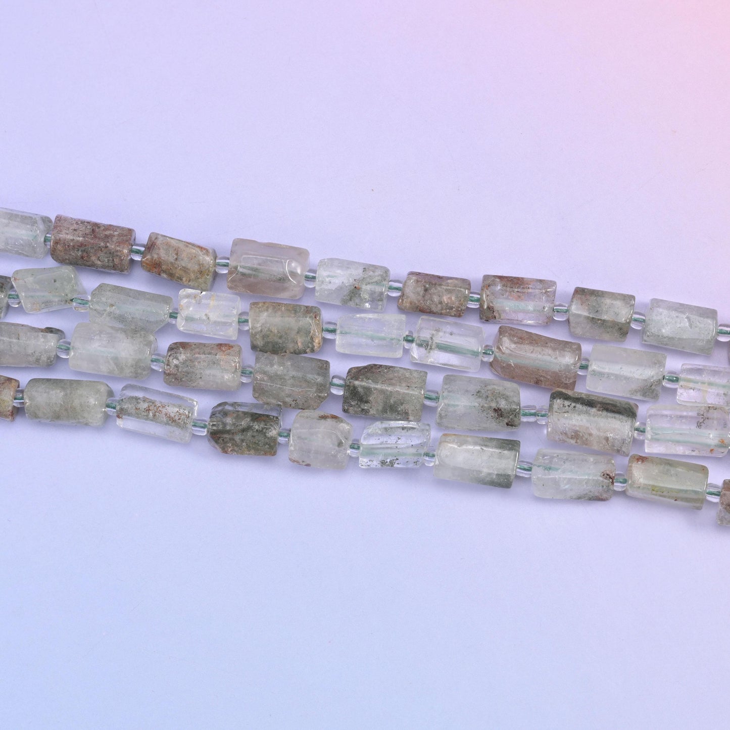Green Phantom Quartz Faceted Tube Beads Size 12x8mm Jewelry Making 15.5 Inch Strand