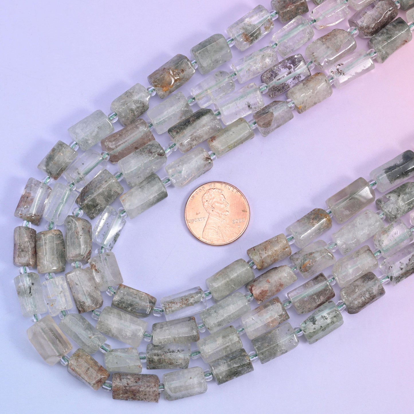 Green Phantom Quartz Faceted Tube Beads Size 12x8mm Jewelry Making 15.5 Inch Strand