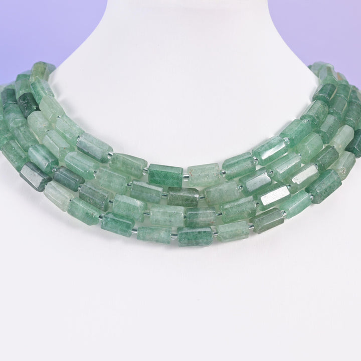 Green Strawberry Quartz Faceted Tube Beads Size 12x8mm Jewelry Making 15.5 Inch Strand