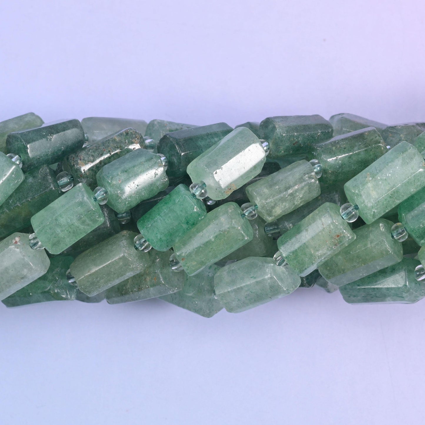 Green Strawberry Quartz Faceted Tube Beads Size 12x8mm Jewelry Making 15.5 Inch Strand