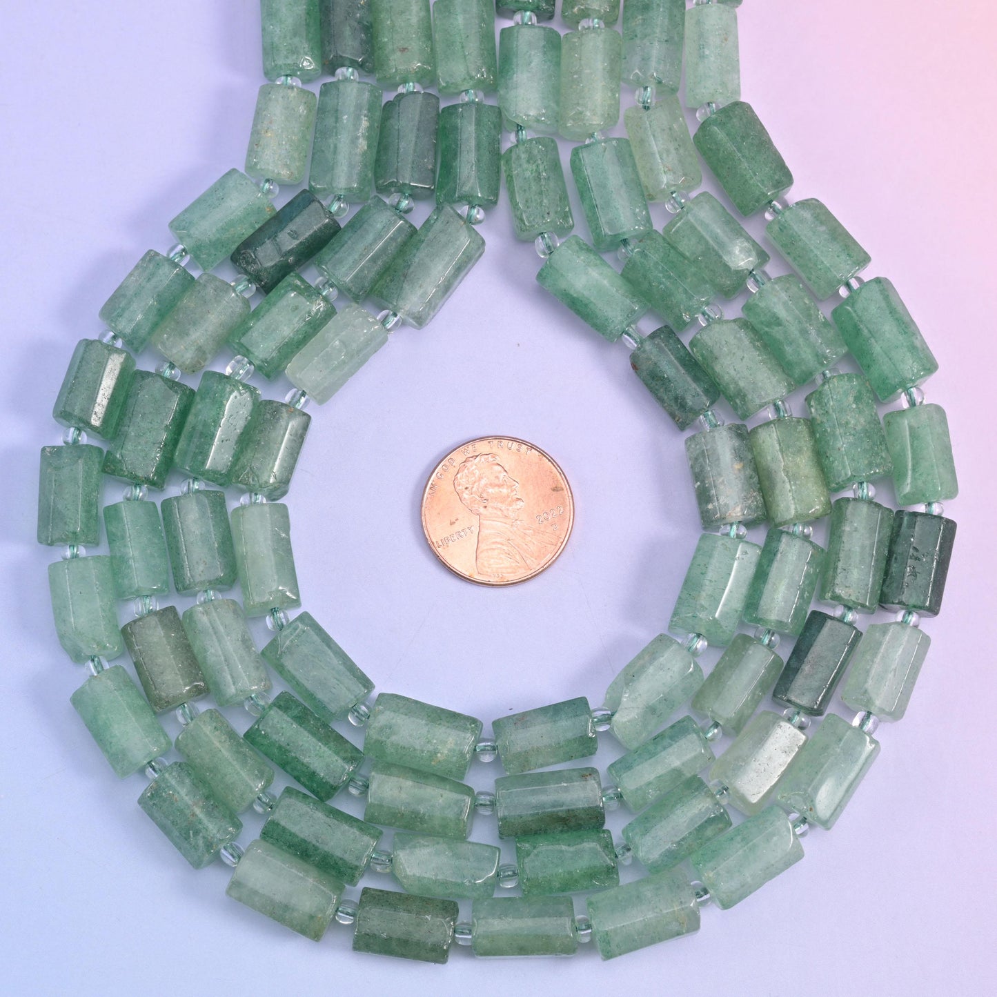 Green Strawberry Quartz Faceted Tube Beads Size 12x8mm Jewelry Making 15.5 Inch Strand