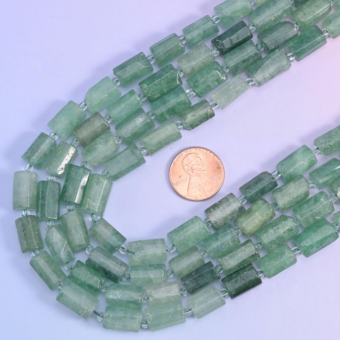 Green Strawberry Quartz Faceted Tube Beads Size 12x8mm Jewelry Making 15.5 Inch Strand