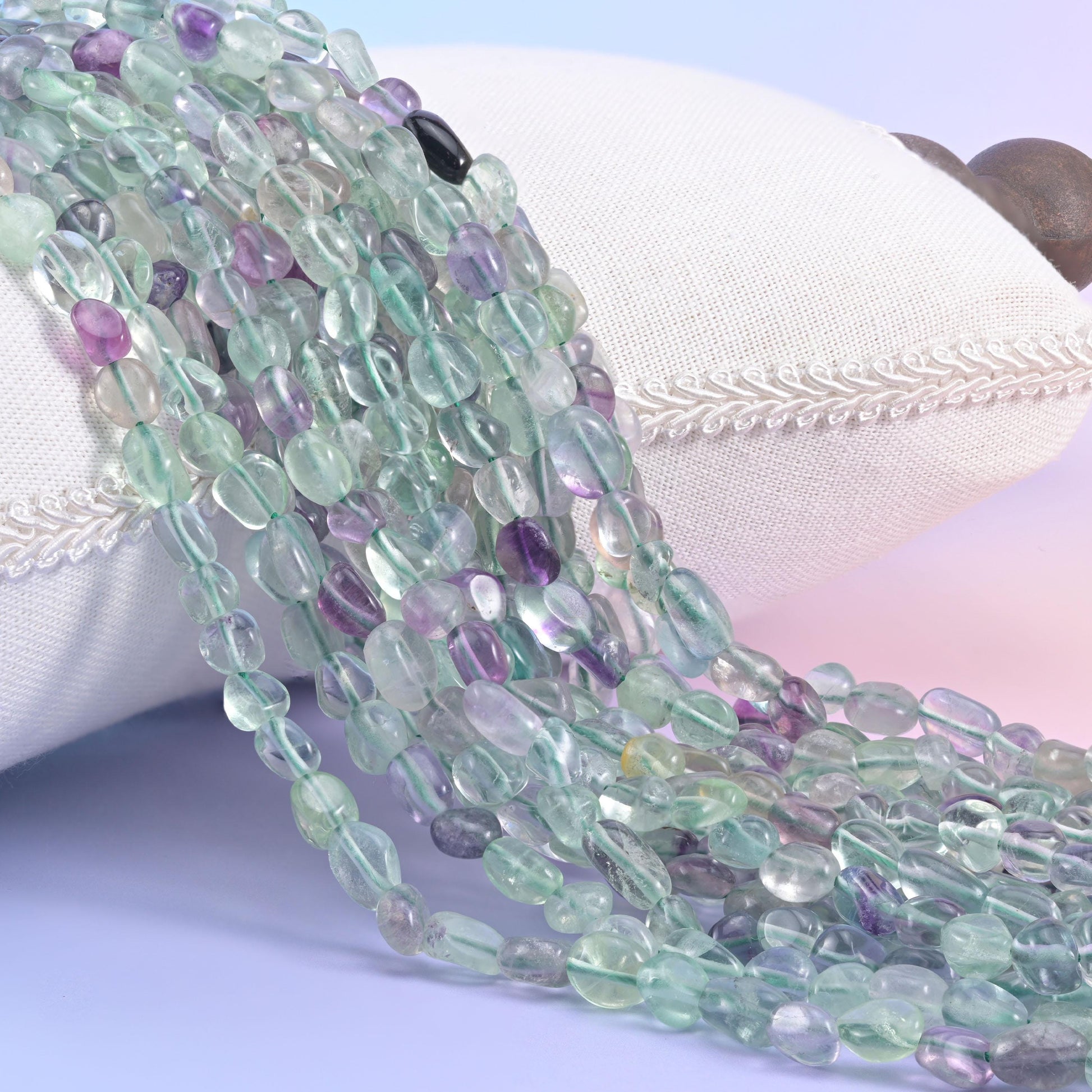 Colorful Fluorite Pebble Nugget Beads 6-8mm 8-12mm Jewelry Making 15.5 Inch Strand