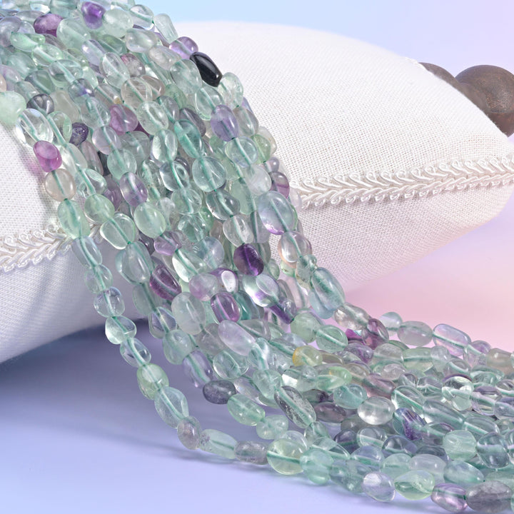 Colorful Fluorite Pebble Nugget Beads 6-8mm 8-12mm Jewelry Making 15.5 Inch Strand