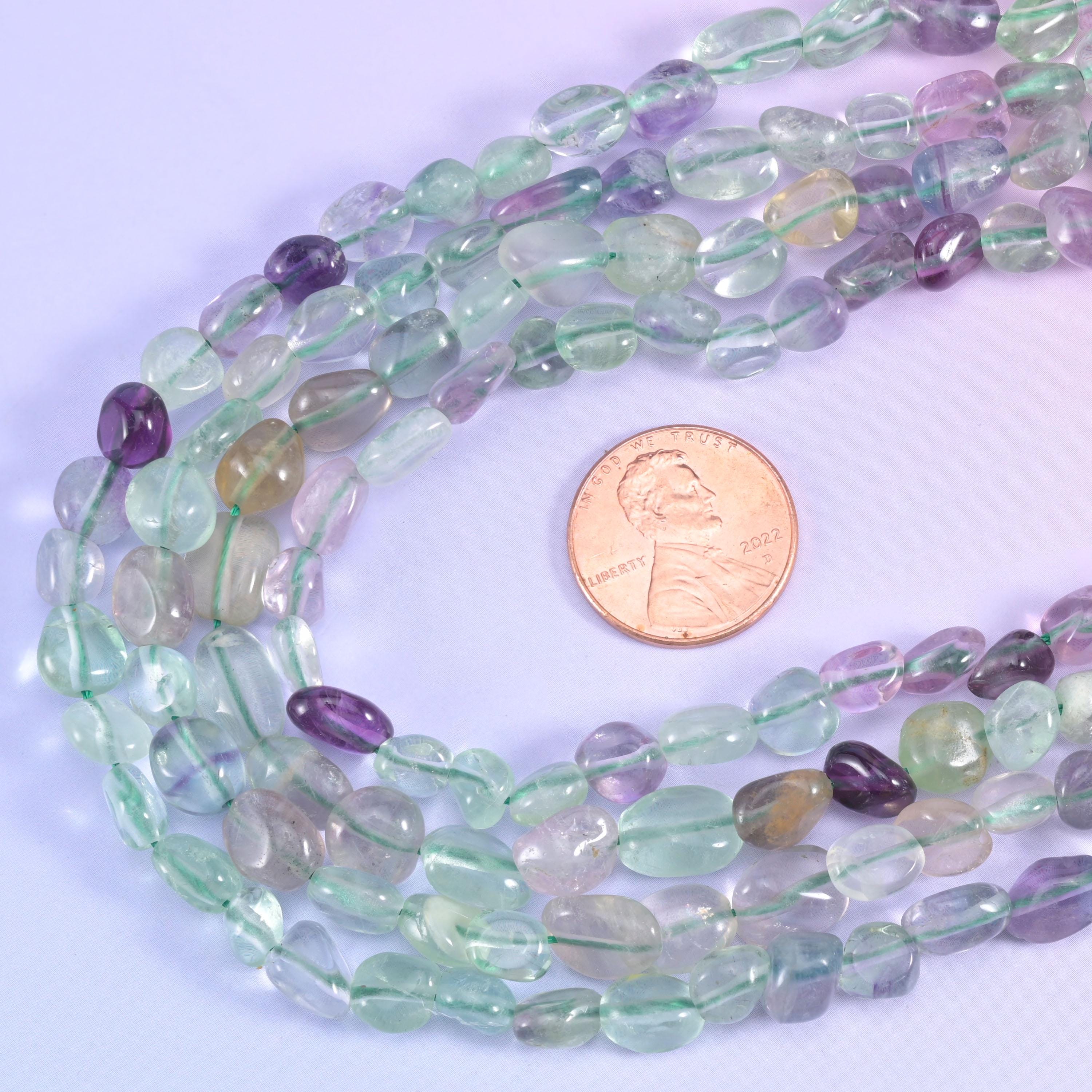 Colorful Fluorite Pebble Nugget Beads 6-8mm 8-12mm Jewelry Making 15.5 Inch Strand