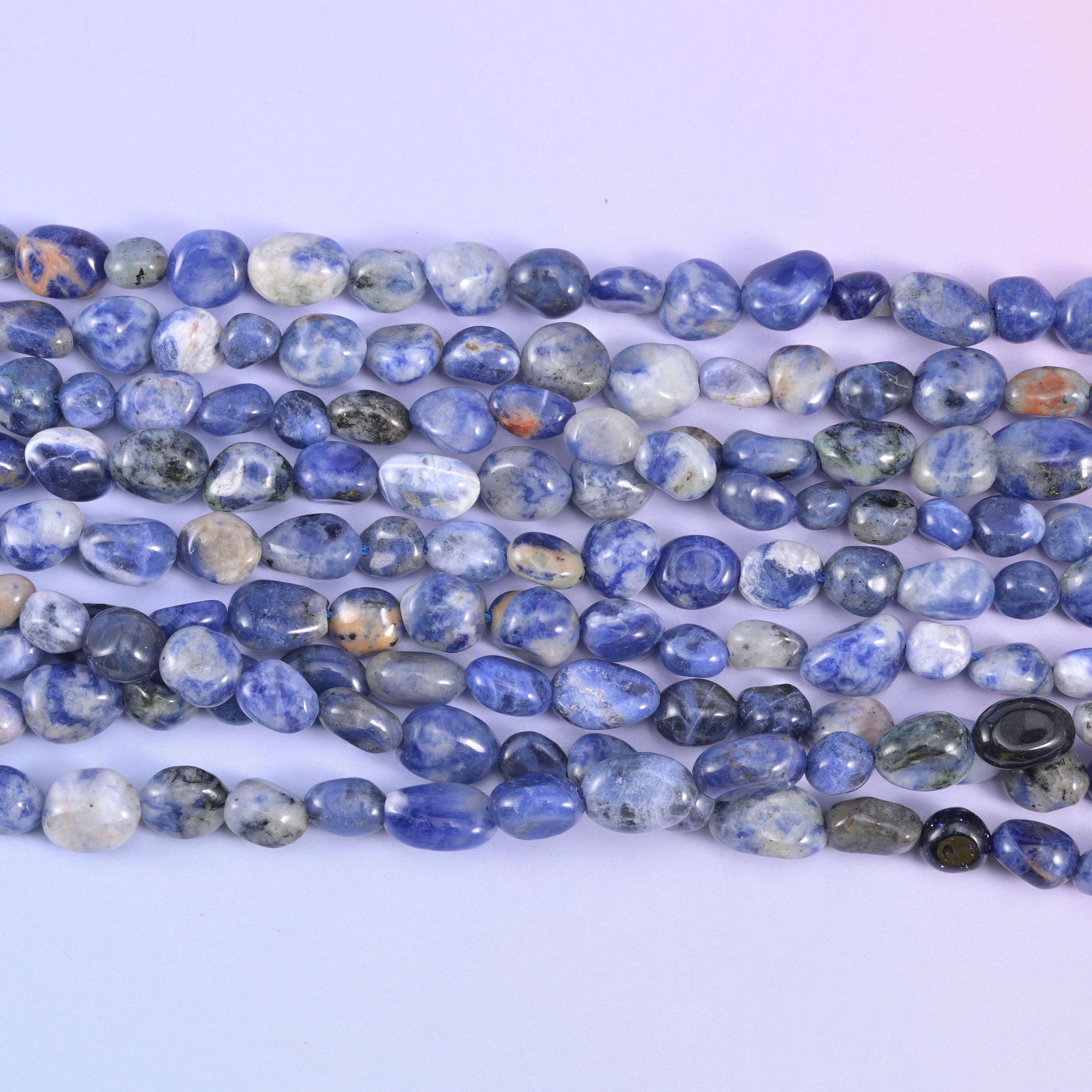 Blue Sodalite Pebble Nugget Beads 6-8mm 8-12mm Jewelry Making 15.5" Strand