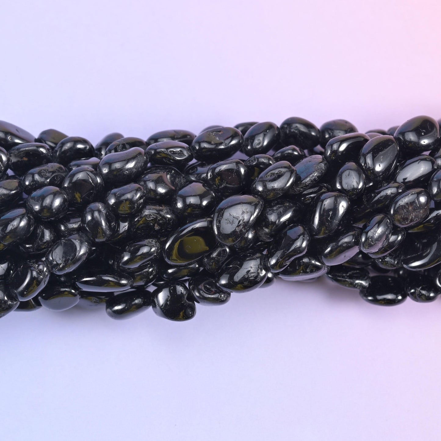 Black Tourmaline Pebble Nugget Beads 6-8mm Jewelry Making 15.5" Strand