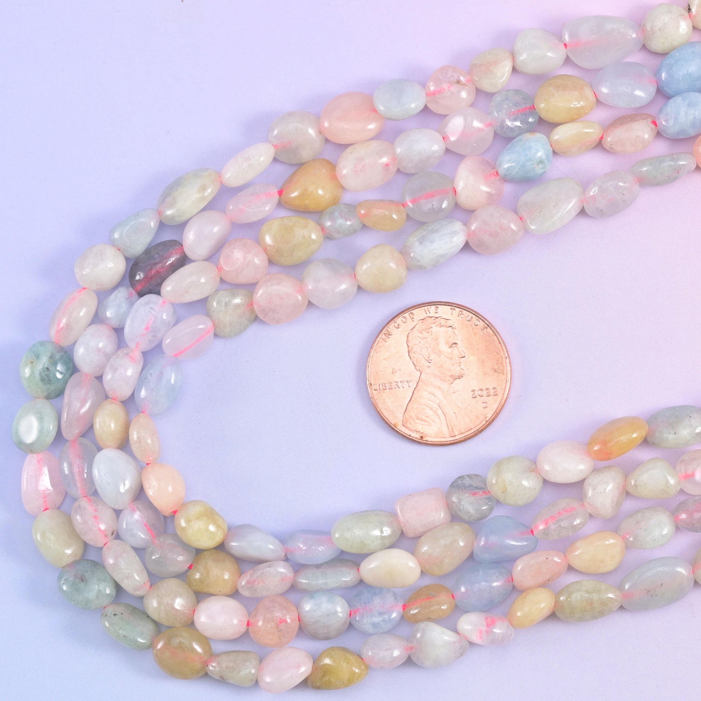 Colorful Morganite Pebble Nugget Beads 5-8mm Jewelry Making 15.5" Strand