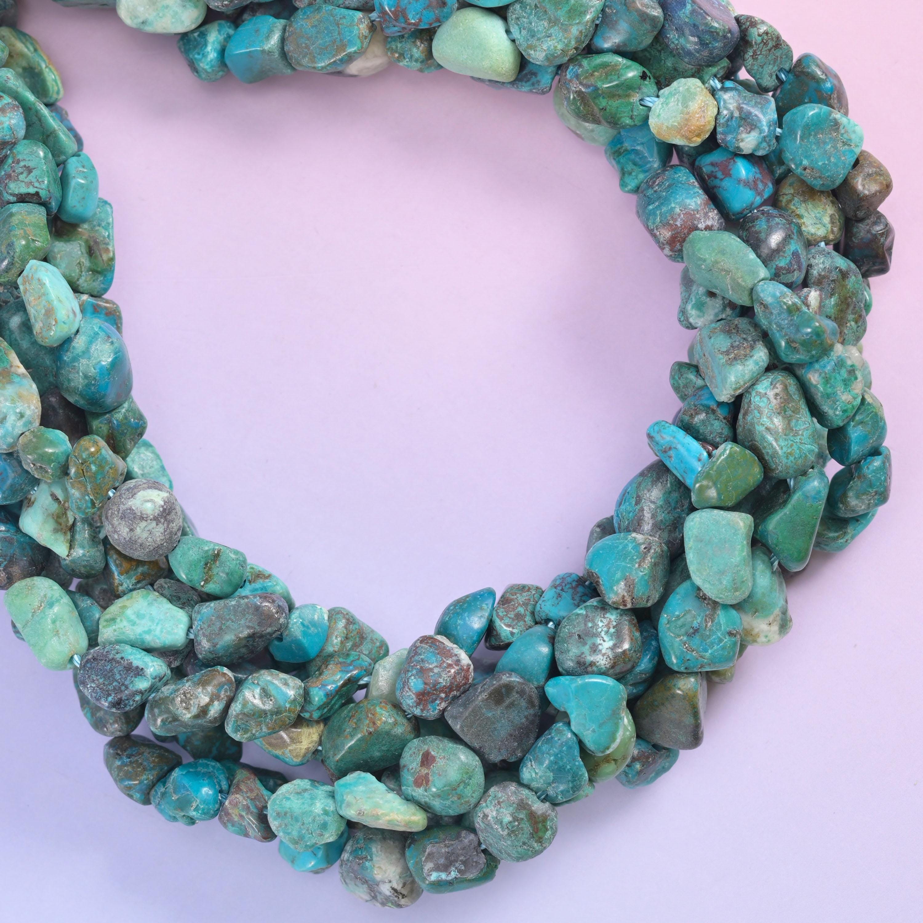 Blue Turquoise Irregular Pebble Nugget Beads 6-8mm Jewelry Making 15.5" Strand