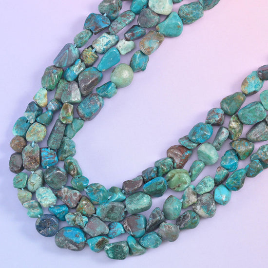 Blue Turquoise Irregular Pebble Nugget Beads 6-8mm Jewelry Making 15.5" Strand