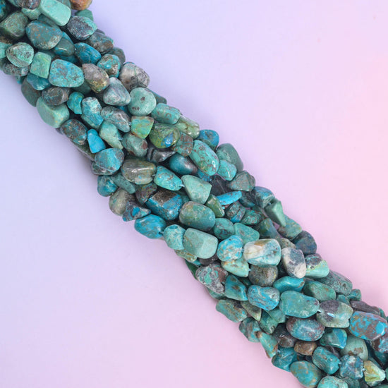 Blue Turquoise Irregular Pebble Nugget Beads 6-8mm Jewelry Making 15.5" Strand