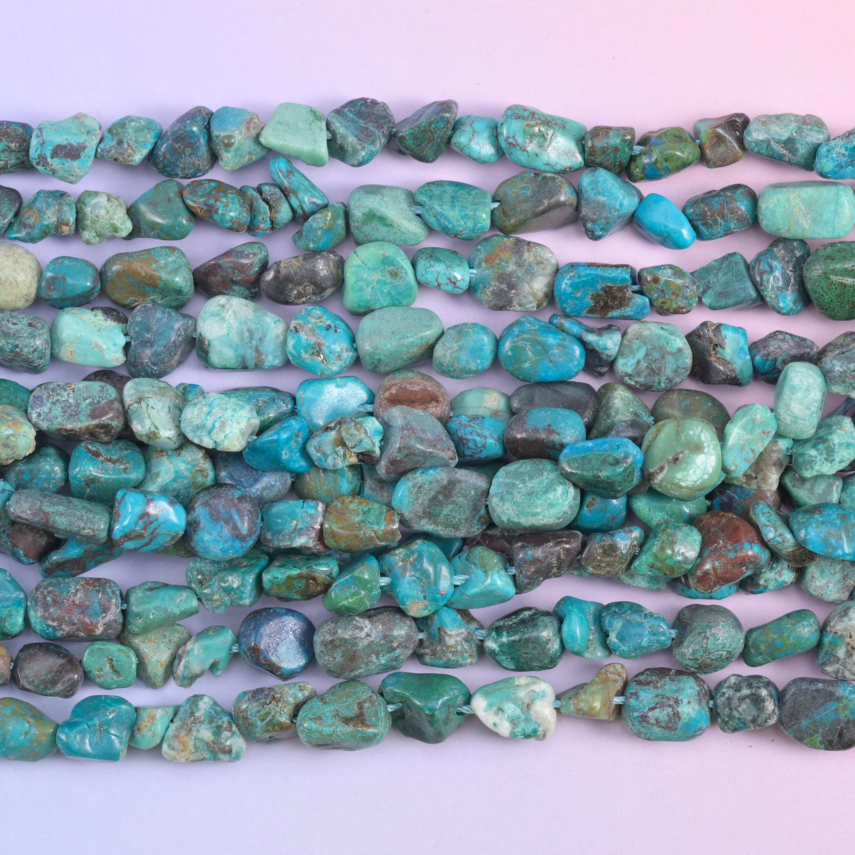 Blue Turquoise Irregular Pebble Nugget Beads 6-8mm Jewelry Making 15.5" Strand