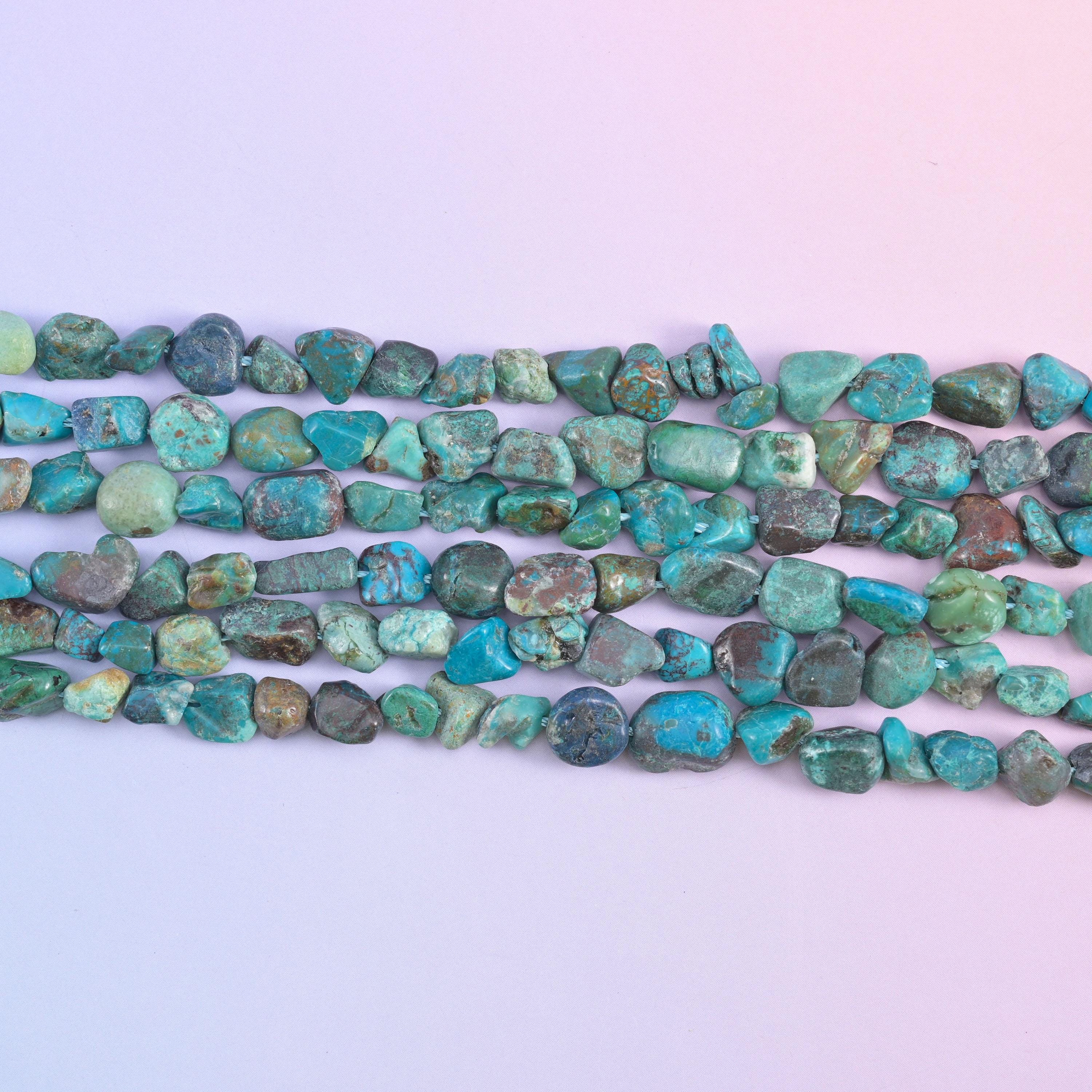 Blue Turquoise Irregular Pebble Nugget Beads 6-8mm Jewelry Making 15.5" Strand