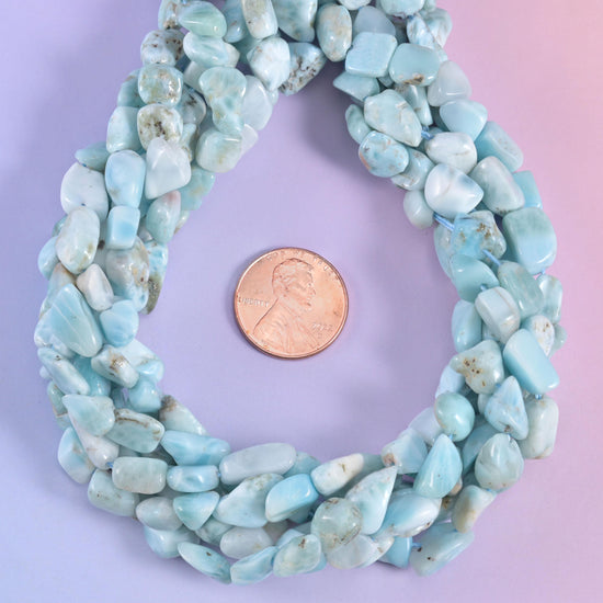 Blue Larimar Irregular Pebble Nugget Beads 6-8mm Jewelry Making 15.5" Strand