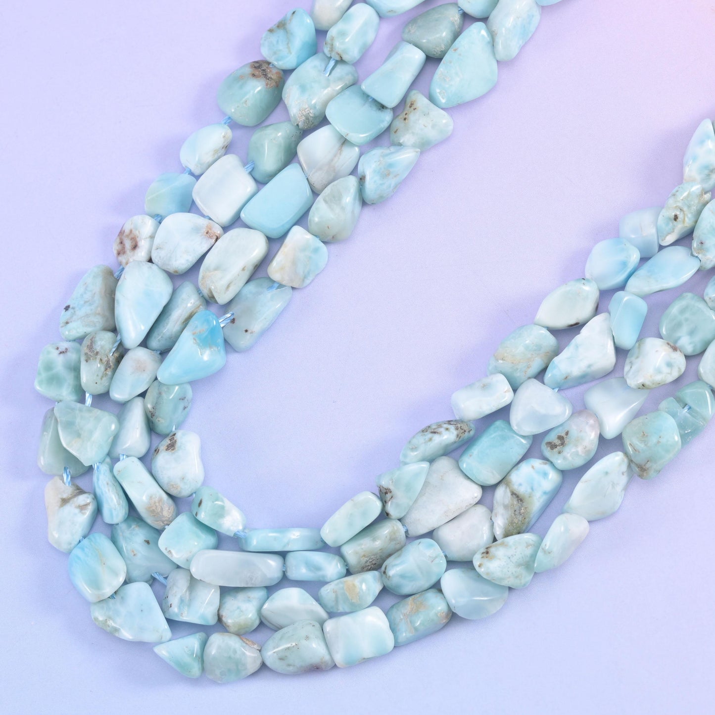 Blue Larimar Irregular Pebble Nugget Beads 6-8mm Jewelry Making 15.5" Strand