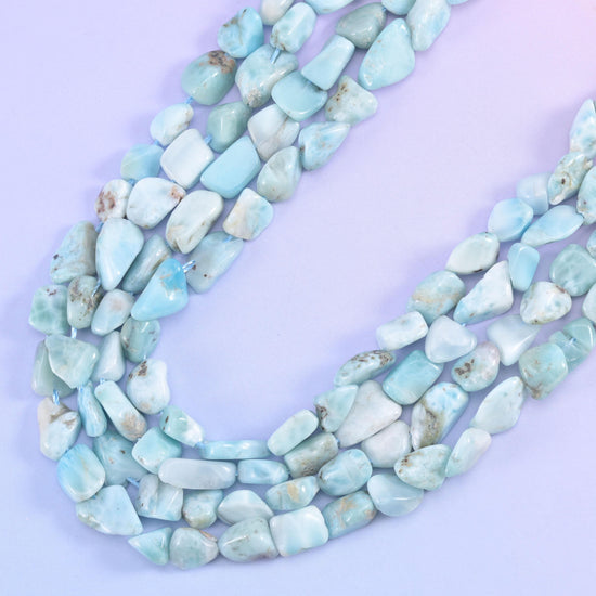 Blue Larimar Irregular Pebble Nugget Beads 6-8mm Jewelry Making 15.5" Strand