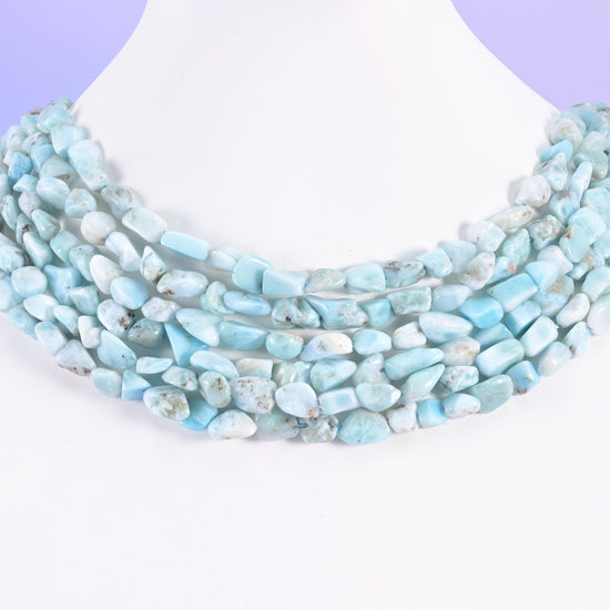 Blue Larimar Irregular Pebble Nugget Beads 6-8mm Jewelry Making 15.5" Strand