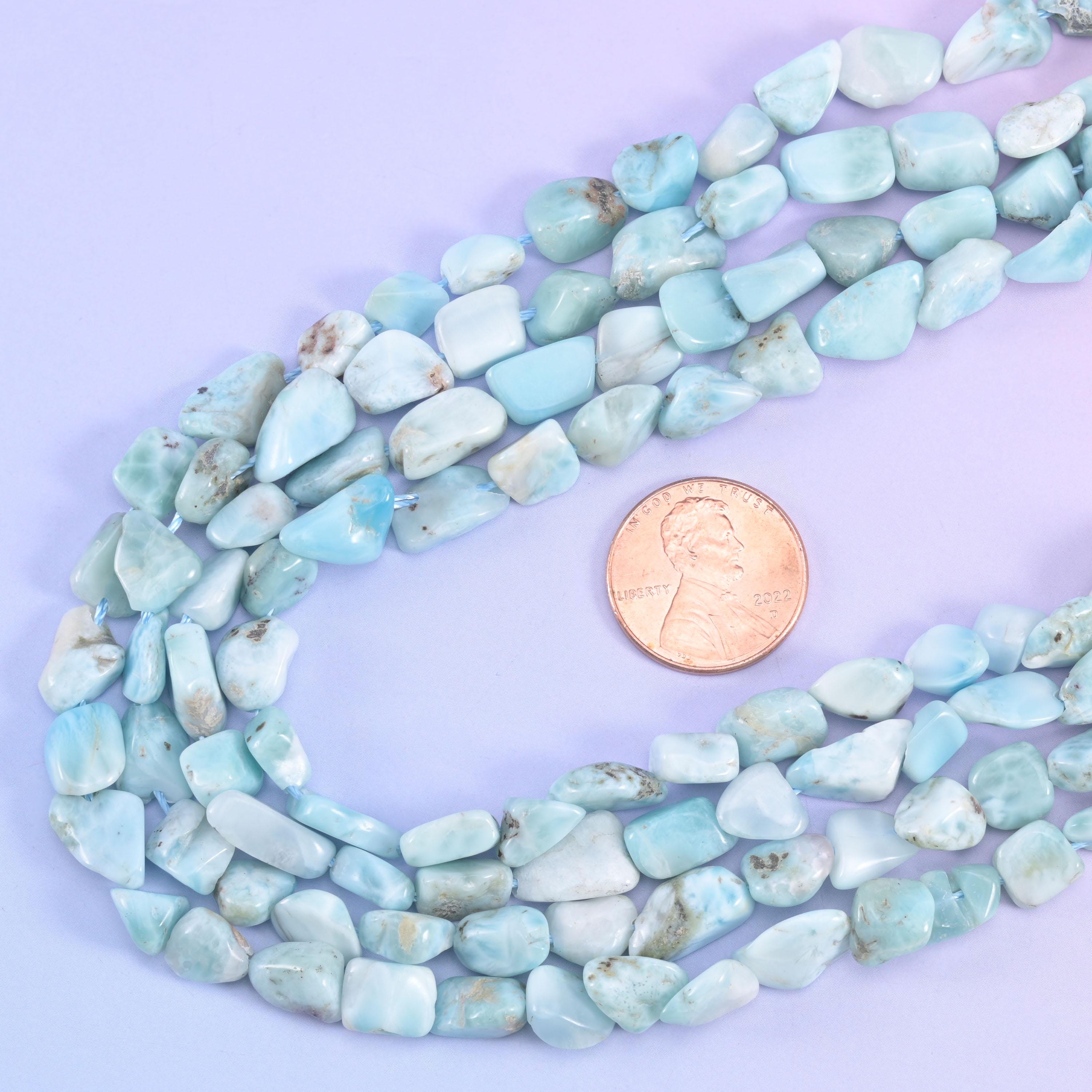 Blue Larimar Irregular Pebble Nugget Beads 6-8mm Jewelry Making 15.5" Strand