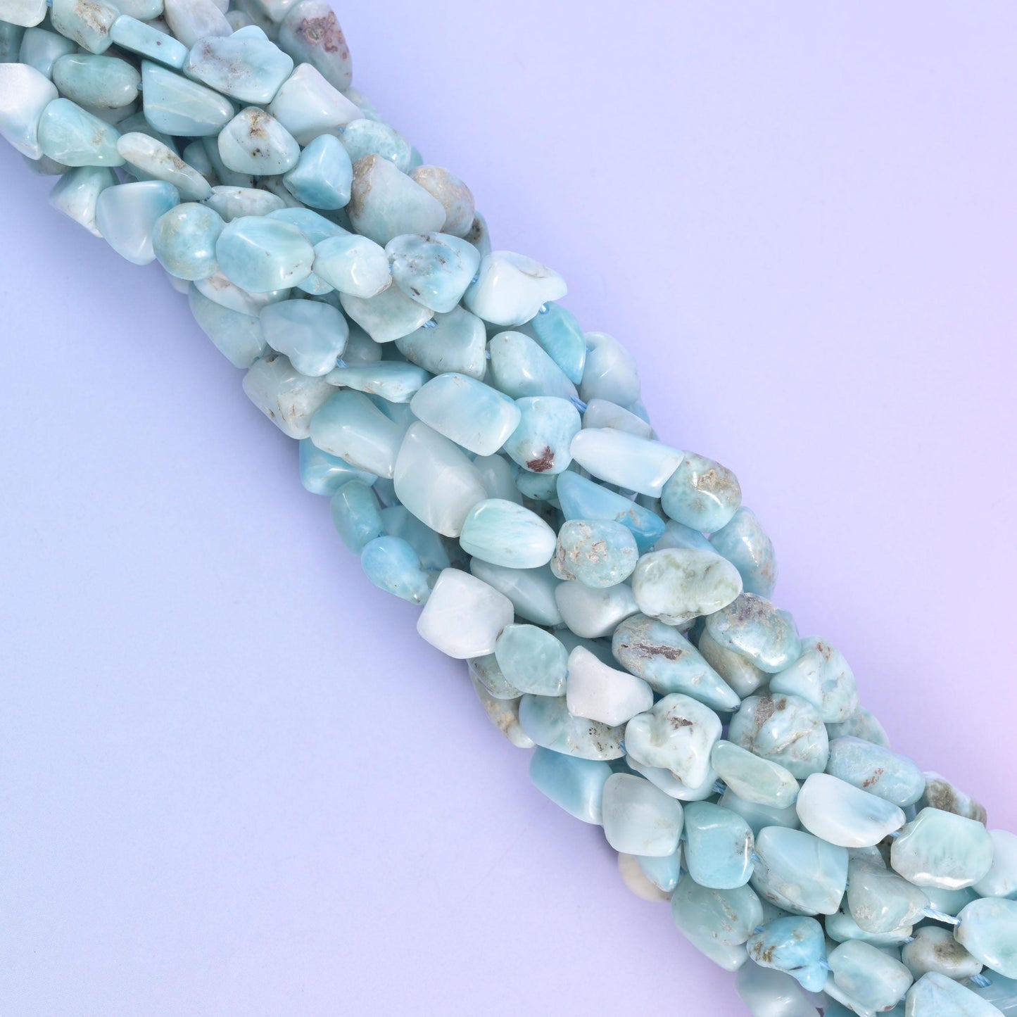 Blue Larimar Irregular Pebble Nugget Beads 6-8mm Jewelry Making 15.5" Strand