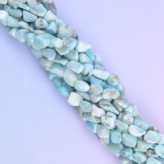 Blue Larimar Irregular Pebble Nugget Beads 6-8mm Jewelry Making 15.5" Strand