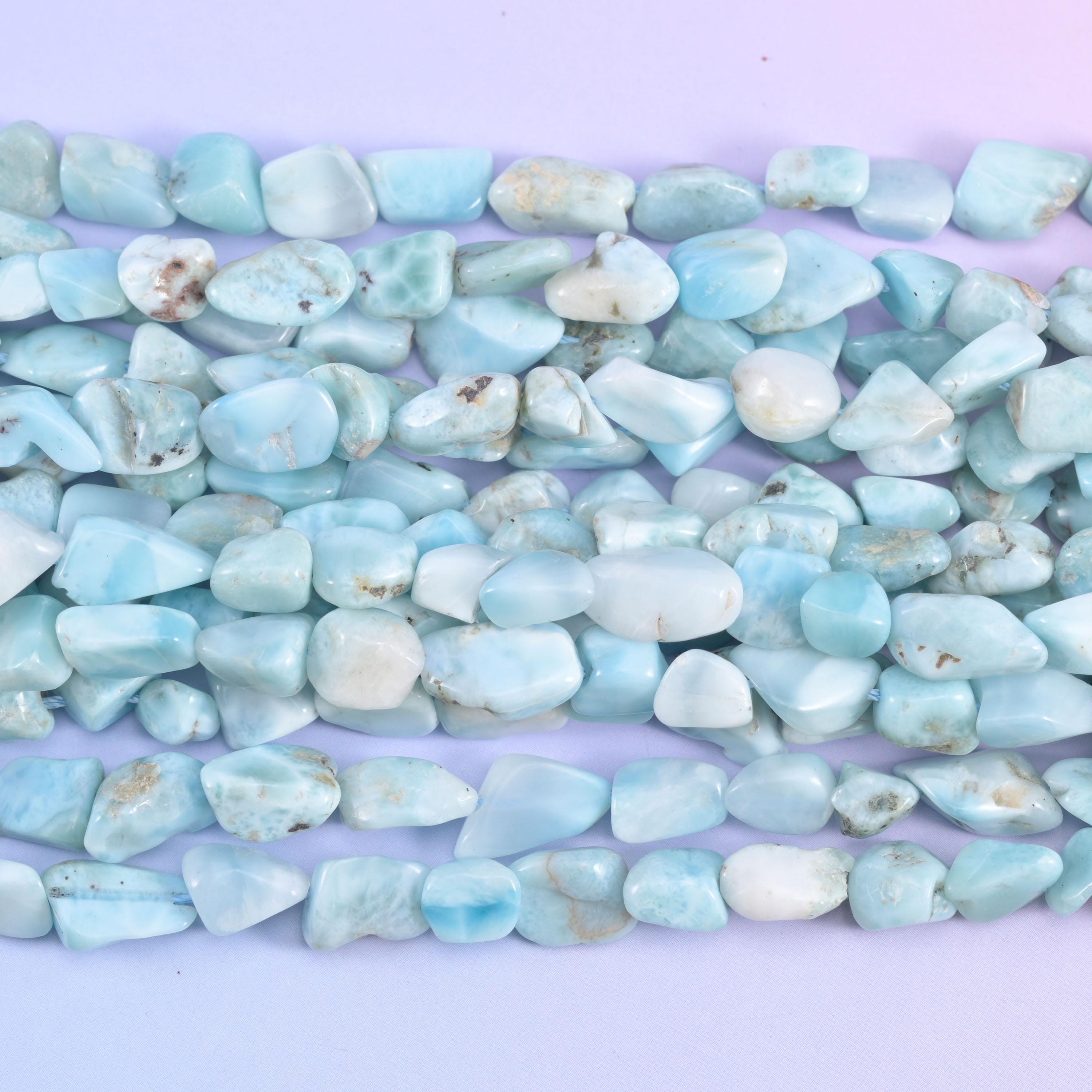 Blue Larimar Irregular Pebble Nugget Beads 6-8mm Jewelry Making 15.5" Strand