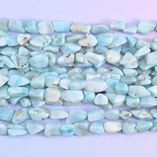 Blue Larimar Irregular Pebble Nugget Beads 6-8mm Jewelry Making 15.5" Strand