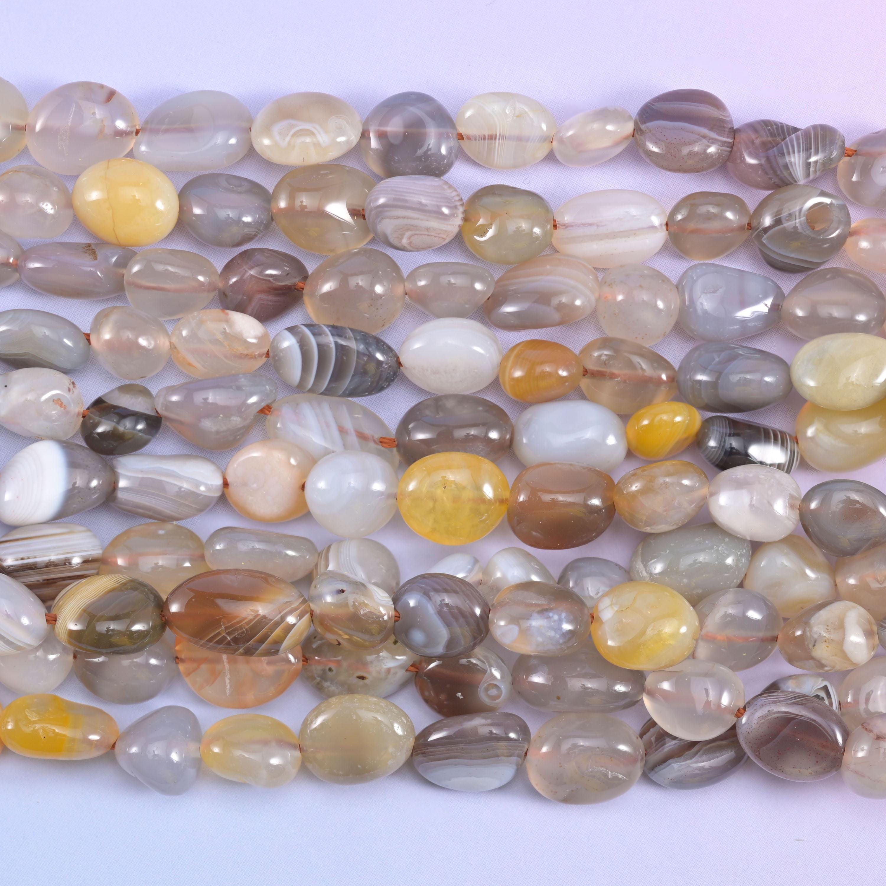 Botswana Agate Pebble Nugget Beads 6-8mm 8-12mm Jewelry Making 15.5" Strand