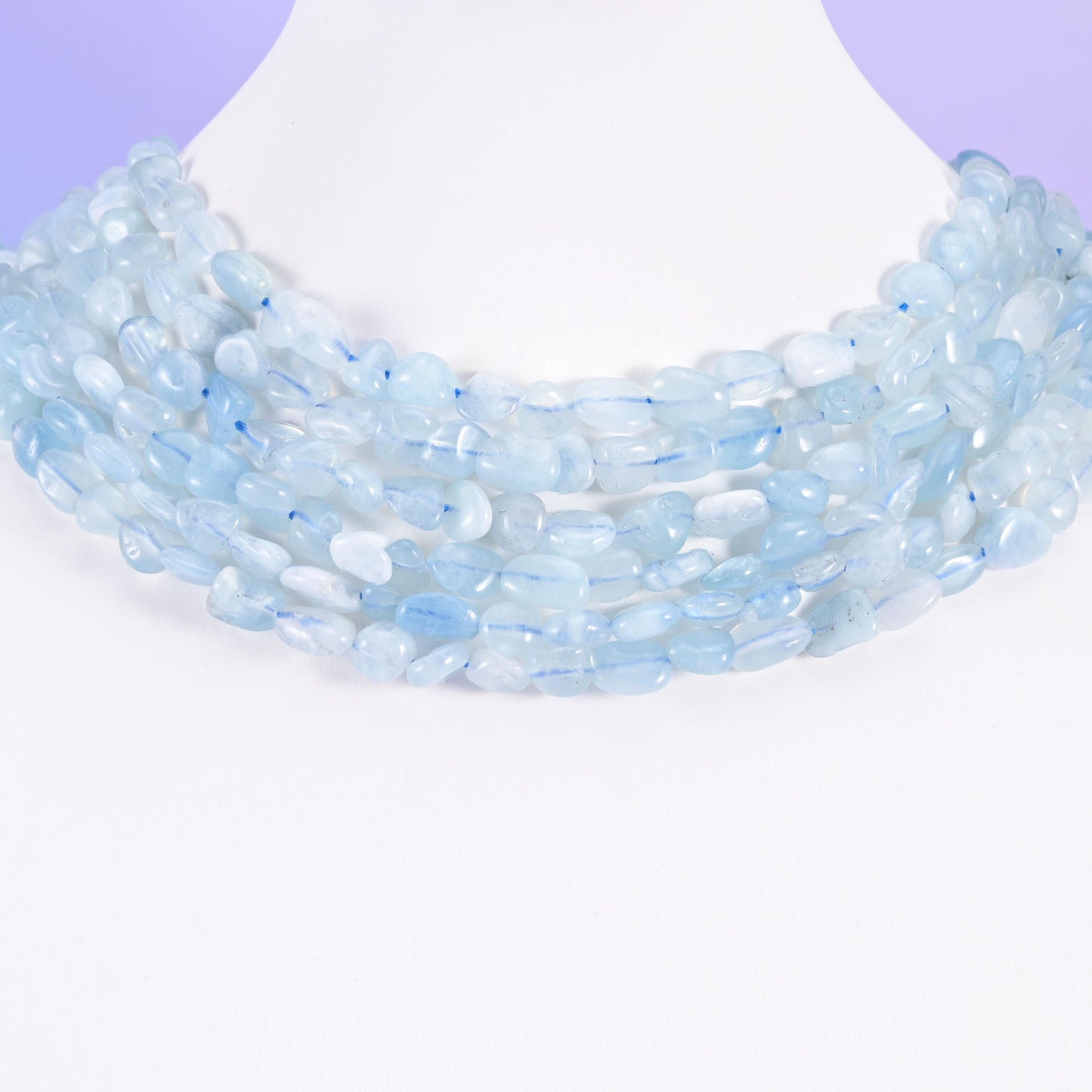 Blue Aquamarine Irregular Pebble Nugget Beads 6-8mm Jewelry Making 15.5" Strand