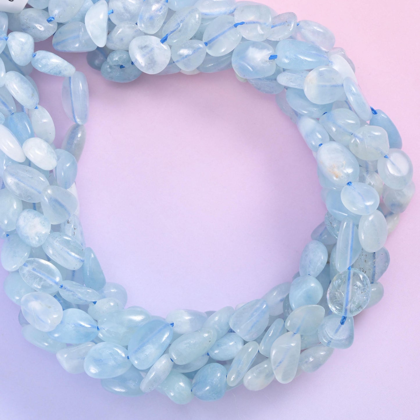 Blue Aquamarine Irregular Pebble Nugget Beads 6-8mm Jewelry Making 15.5" Strand