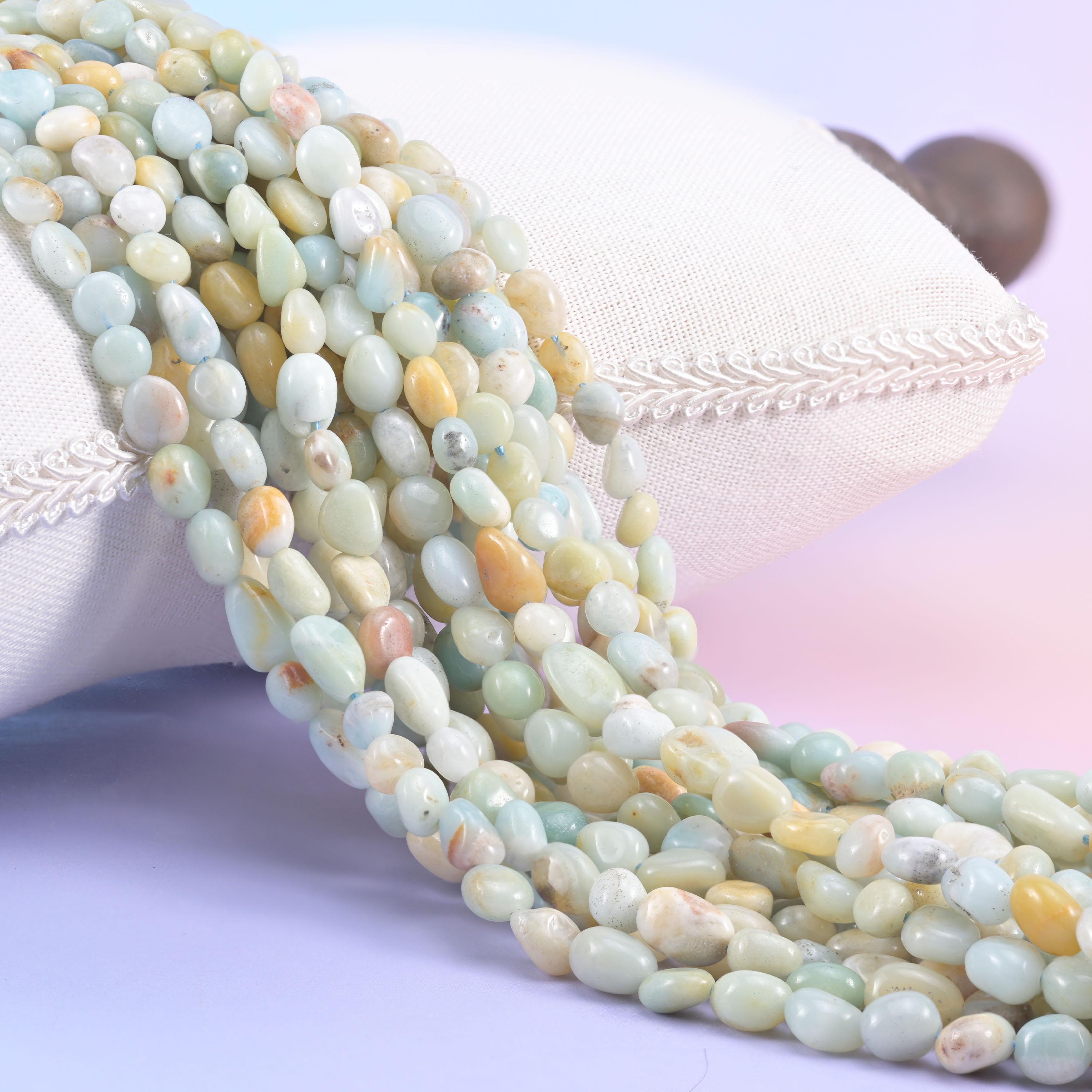 Multi-Color Amazonite Pebble Nugget Beads 5-8mm Jewelry Making 15.5&quot; Strand