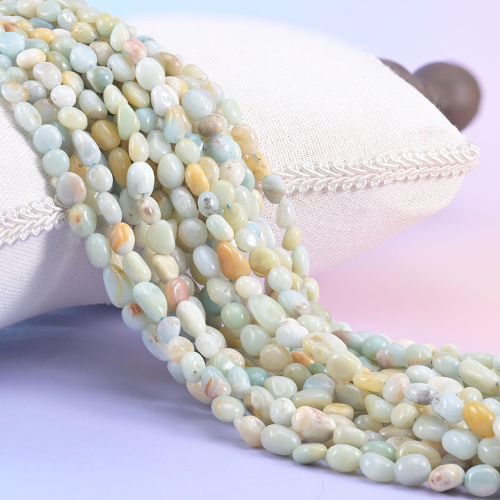 Multi-Color Amazonite Pebble Nugget Beads 5-8mm Jewelry Making 15.5&quot; Strand