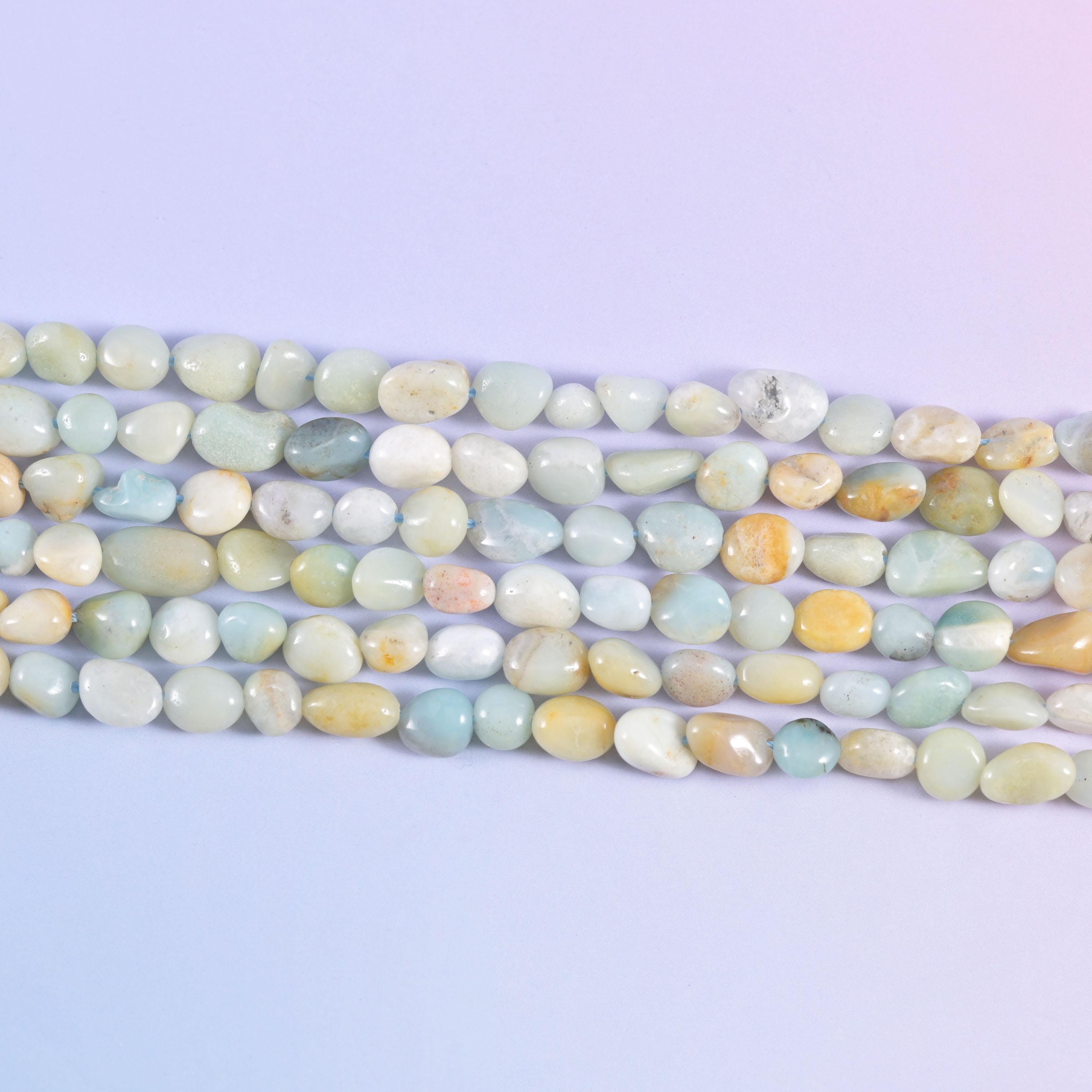 Multi-Color Amazonite Pebble Nugget Beads 5-8mm Jewelry Making 15.5&quot; Strand