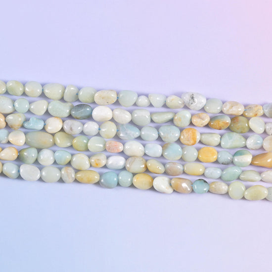 Multi-Color Amazonite Pebble Nugget Beads 5-8mm Jewelry Making 15.5&quot; Strand